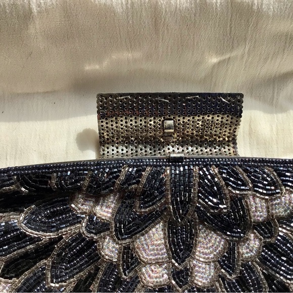 Vintage SharMark Black and Clear Beaded Clutch - Picture 10 of 13